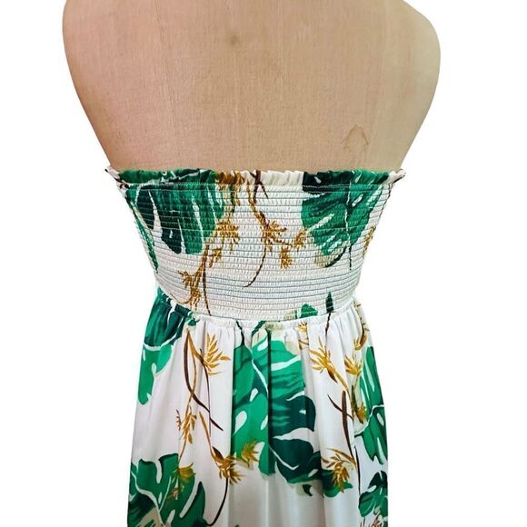 The Webster at Target Green and White Palm Print Strapless Maxi Dress size Small - Picture 4 of 16